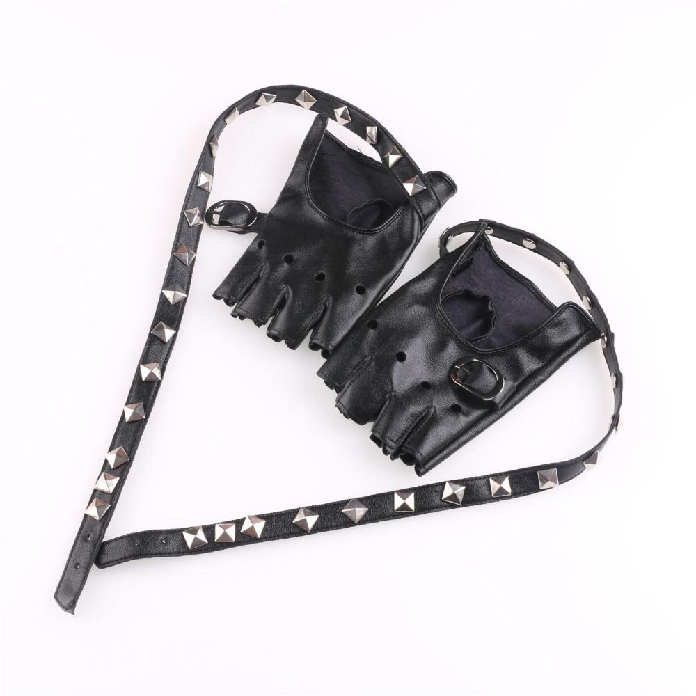 New Rivet Ride Leather Mittens Fingerless Punk Glove Gloves