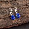 Natural Lapis Lazuli Gemstone 925 Sterling Silver Jewelry Dangle Earrings 1.60" EE-12-23