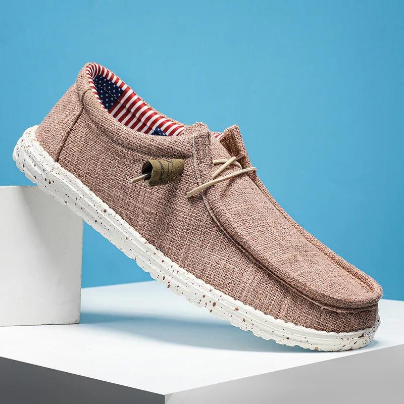 Мужские большие легкие туфли Lefu 2024, новая корейская версия, повседневные дышащие туфли на плоской подошве, удобные ленивые парусиновые туфли для мужчин Zapatos