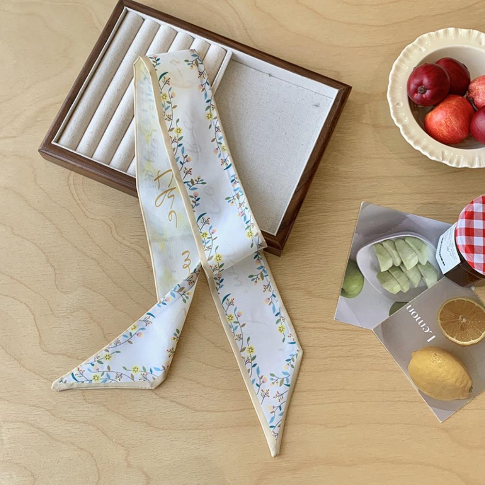 Retro Floral Scarf Ribbon Long Scarves Luxury Scarf Headband Dress Decor