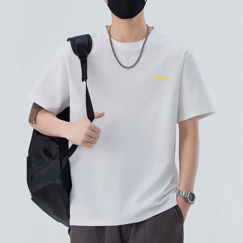 JEEP Men's Summer Solid Color Loose Fit Short Sleeve T-Shirt