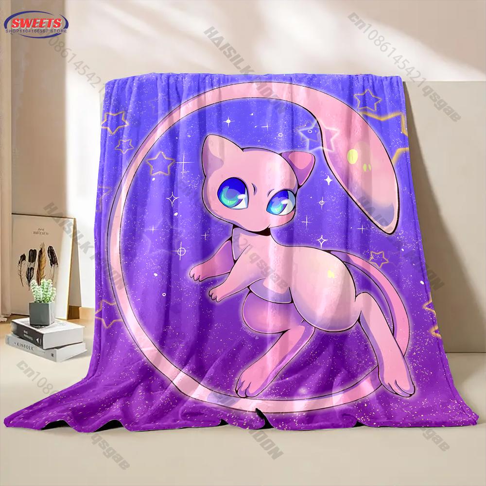 Best Seller! 3D Pokemon Mew Print Blanket Warm Soft Comfortable Home Bed Travel Blanket Sofa Bedding Cover Blanket Holiday Gift