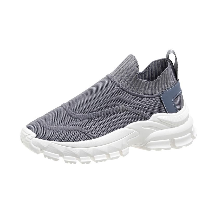 Lucyever эластичные трикотажные кроссовки на танкетке женские спортивные дышащие сетчатые вулканизированные туфли женские на платформе слипоны для ходьбы Mujer
