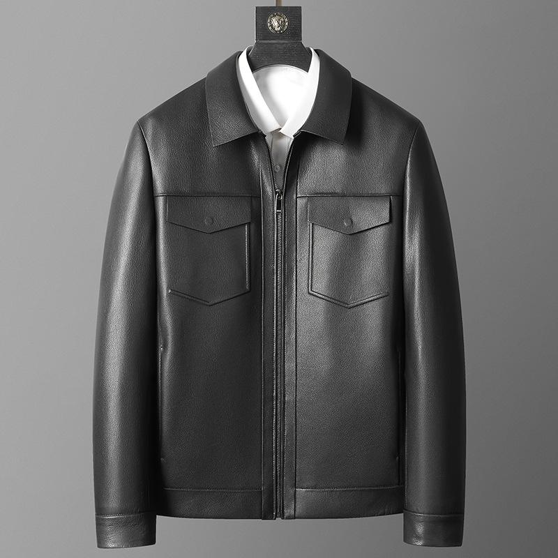 Новая осенне-зимняя мужская одежда из натуральной кожи, куртки из козьей кожи, простая мужская одежда для поездок на работу с несколькими карманами