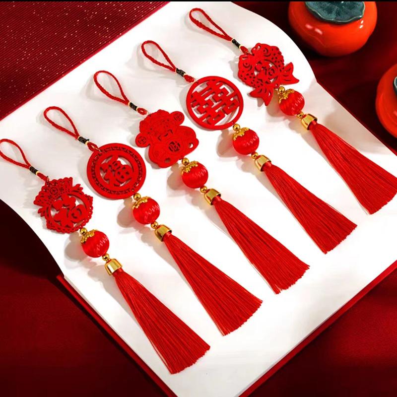 1 шт. С кисточкой Изысканный домашний декор Благоприятный деревянный симпатичный кулон Новогодний подарок Китайский узел