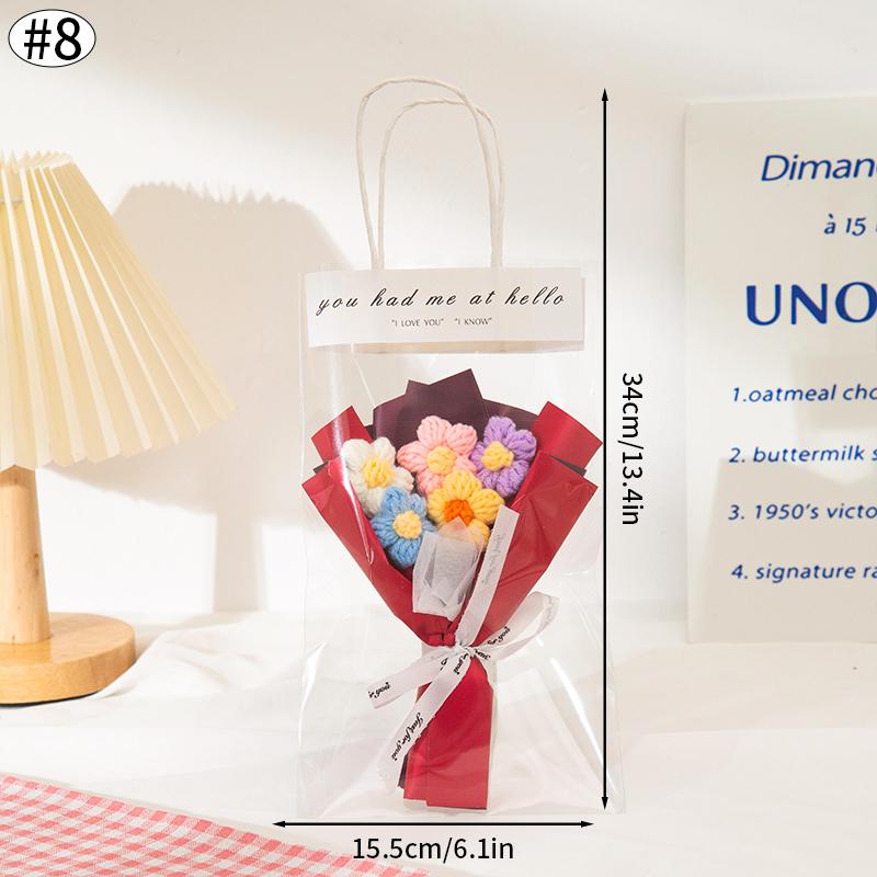 Мини-вязаный букет для подруги, креативный подарок на день рождения ко Дню святого Валентина, искусственный небольшой букет, подарок на свадьбу