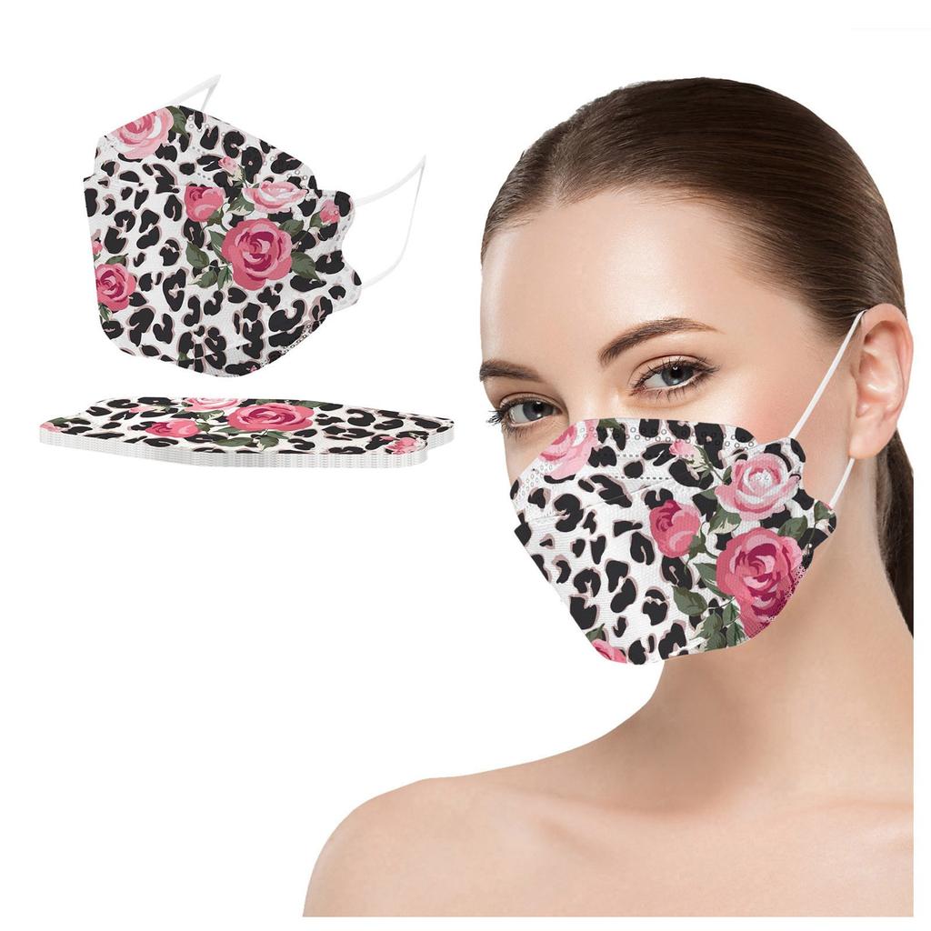 Adult Leopard Flowers Printed Outdoor Prevention Fish Mask Face 
