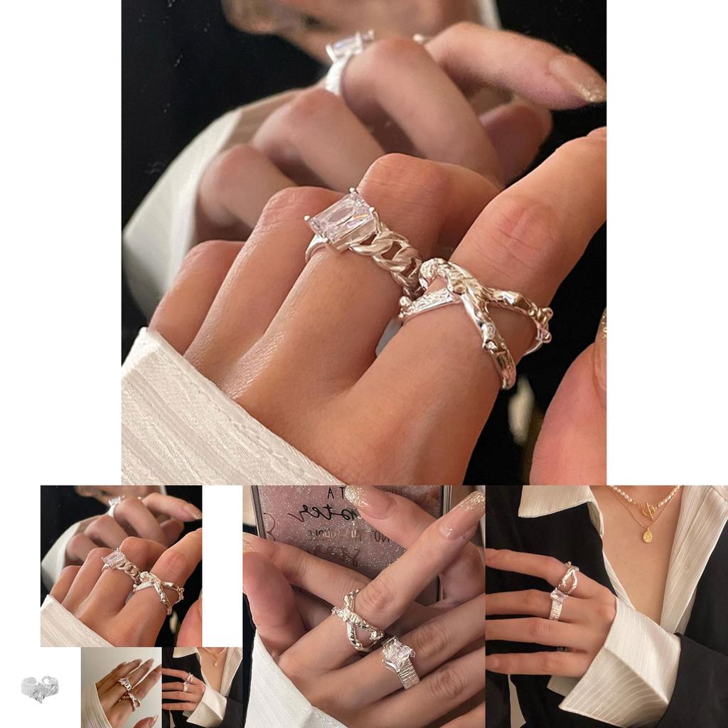 Уникальное кольцо из серебра 925 пробы ручной работы с неровной текстурой для женщин, с гламурным дизайном и регулируемым размером для современной моды