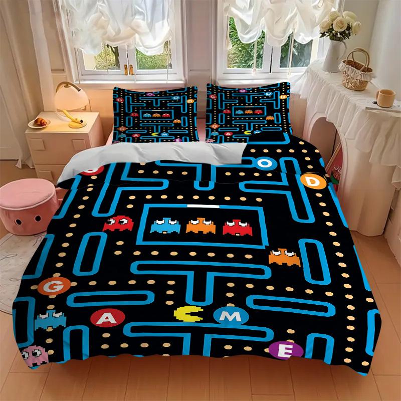Pacman Adventure Print 3Pcs Bedding Setduvet Cover With 2 Bedropillowcase Home Birthday Gift