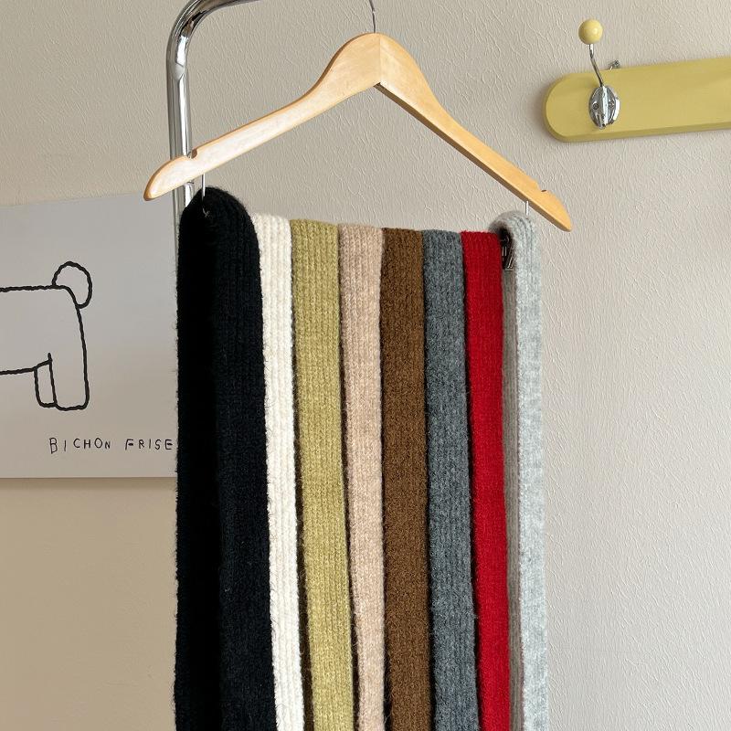 Зимний Новый Женский Имитация Кашемира Мохер Шарф Однотонный Узкий Длинный Шарф Женский Корейская Версия Вязаные Шерстяные Шарфы