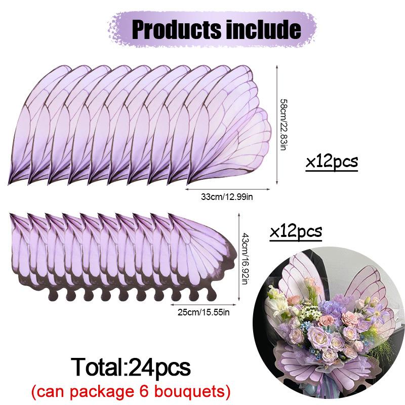 24Pcs Butterfly Wings Shape Flower Wrapping Paper Bouquets Packing Material Wedding Birthday Party DIY Gift Decoration Supplies