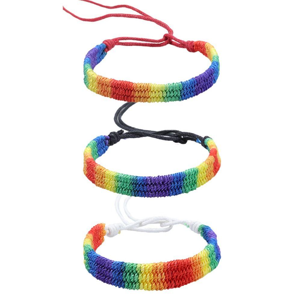 Adjustable Rainbow Braided String Bracelet Knitted Bohemian Rope Woven Hand Chain Hipster