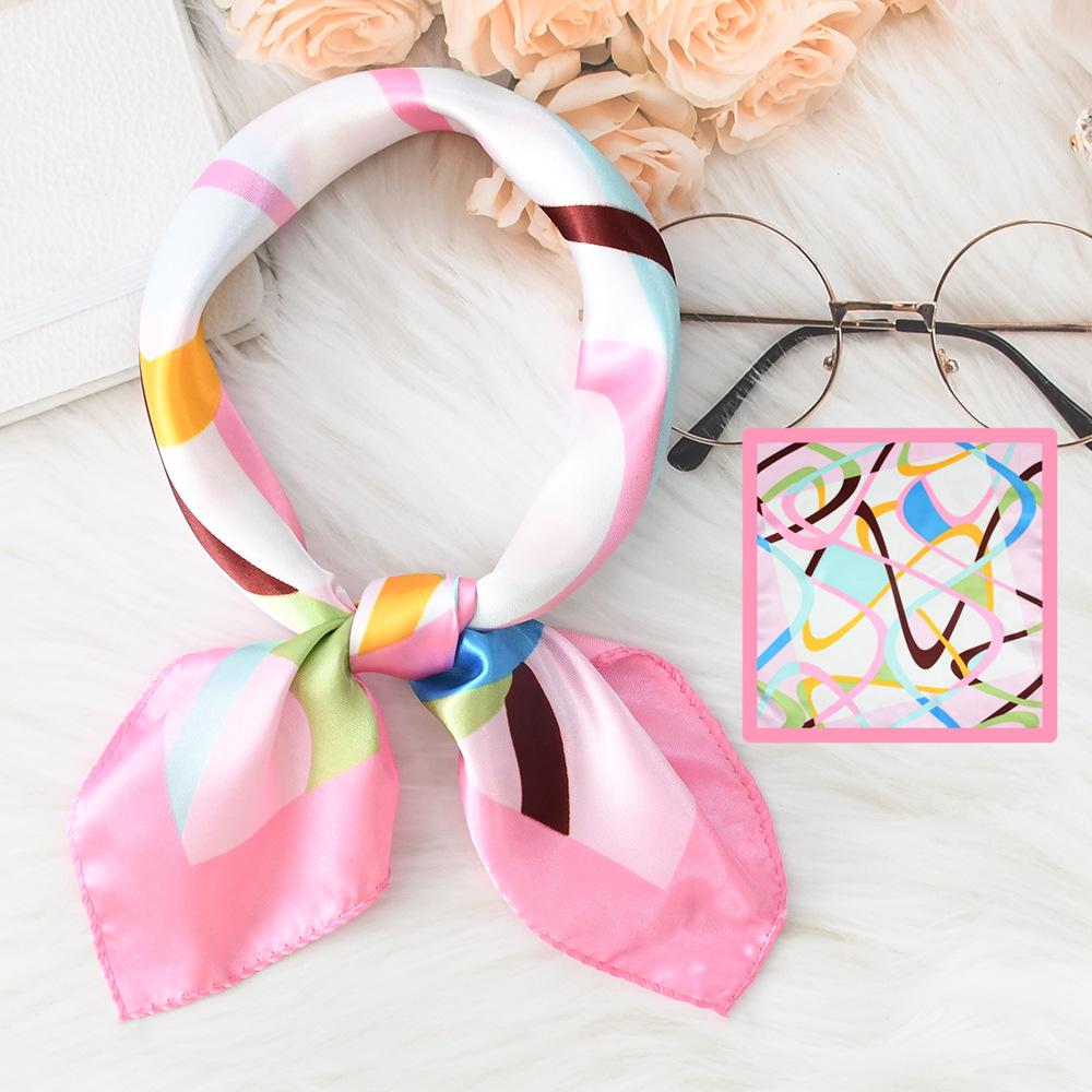 Новый модный высококачественный шелковый шарф квадратный шарф цепочка имитация шелка 50x50 маленький шарф для женщин