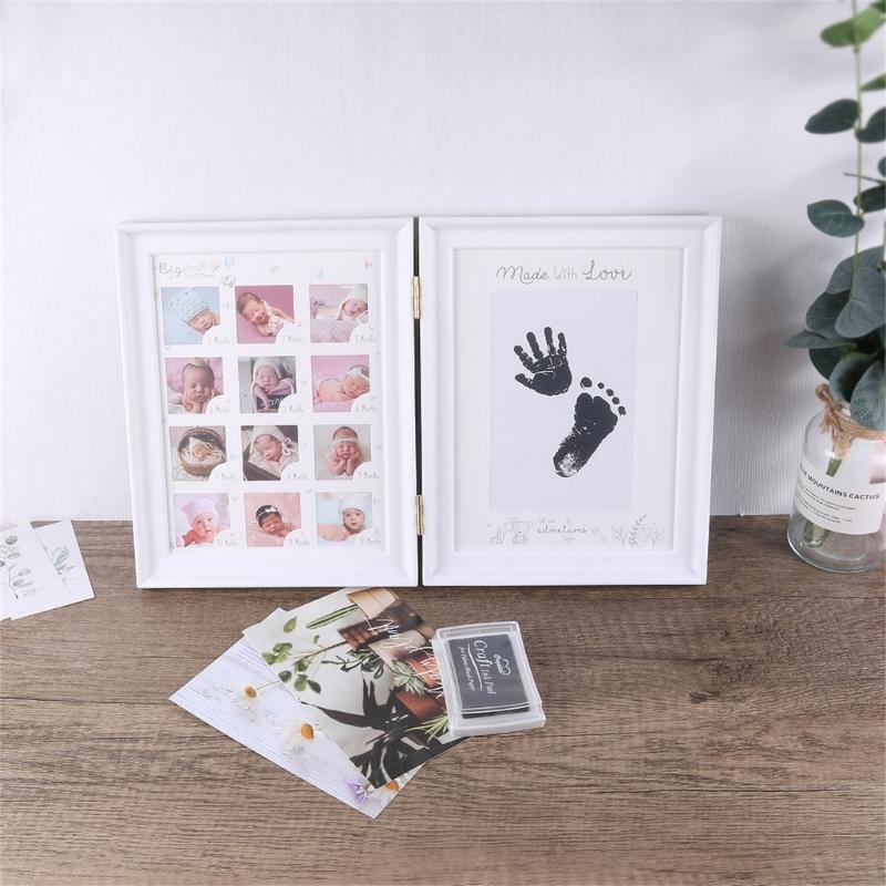 Foldable Picture Frame for Newborn Photo Frame Nursery Table Display Footprint Handprint Keepsake Frame House Decoration