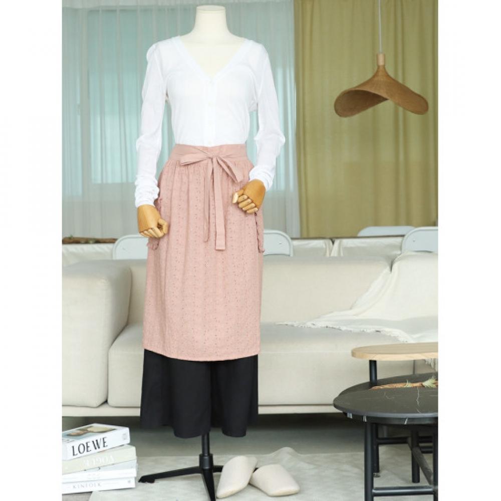 Shop Women Punch Embroidery Lace Front Pocket Waist Apron Ena Wap 0759 Peach