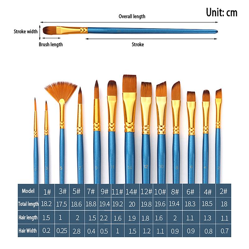 New 13Pcs Painting Brushes Set Artist Painting Brush for Oil Acrylic Watercolor Gouache Paint Professional Artist Supplies
