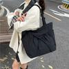 Bow Large Capacity Canvas Tote Bag Women's Autumn New Fashion Commuter Casual Shoulder Bag Pleated Handbag
