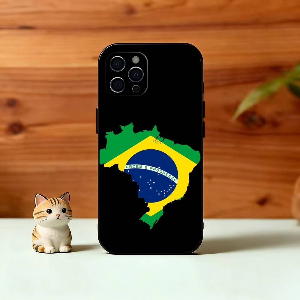 B-Бразилия B-Бразильский флаг Чехол для телефона для iPhone 17, 16, 15, 14, 13, 12, 11 Plus, Pro Max, Другие Мягкий Черный Чехол