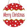 2D Flat 1pc/2pcs, Decorative Plaques and Ornaments Sign, Aluminum Christmas Hanging Sign, Red White Polka Dot Chevron Merry Christmas Wall Plaque