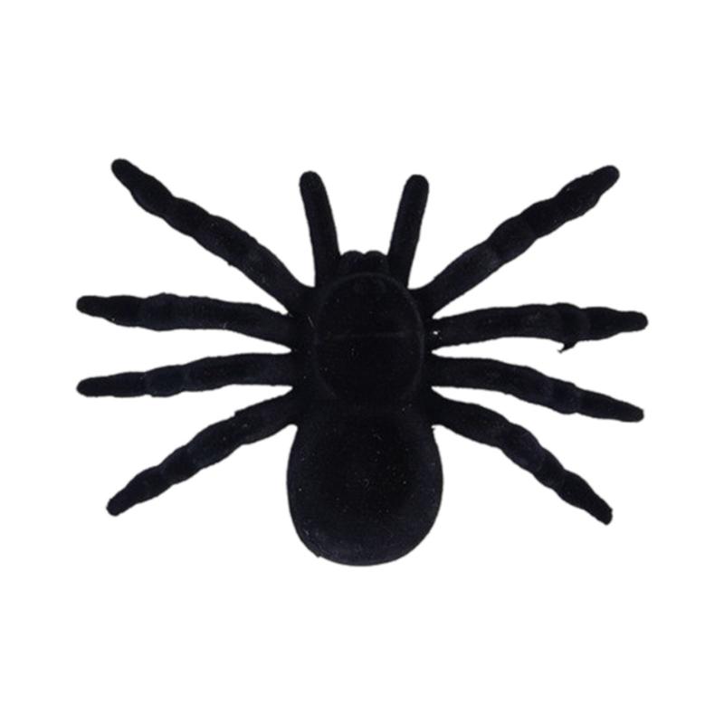 Flocking Plastic Halloween Spiders Set of 2/1 Eerie Crawly Decors Realistic Spiders Decorations for Party Supplies