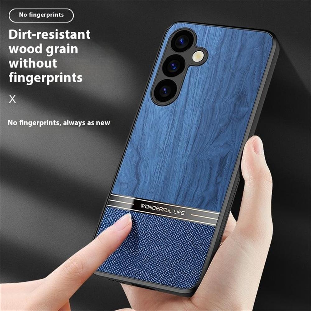 For Samsung Galaxy A16 5G/A16 4G Case Wood Texture Leather Coated TPU Phone Protective Cover