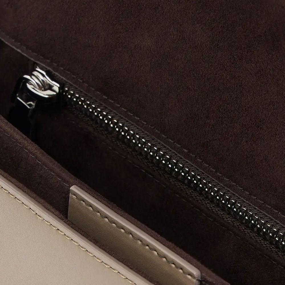 Emporio Armani Letter Logo Flap Design Cow Split Leather Shoulder Bag Women shoulder bag Gray-Brown EW002806AF17655U6192