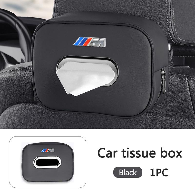 BBKG7 For BMW M Emblem E46 E36 E34 F10 E90 F30 E60 F30 E53 E30 E92 E87 Metal Logo Car Tissue Box Auto Seat Back Hanging Tissue Box