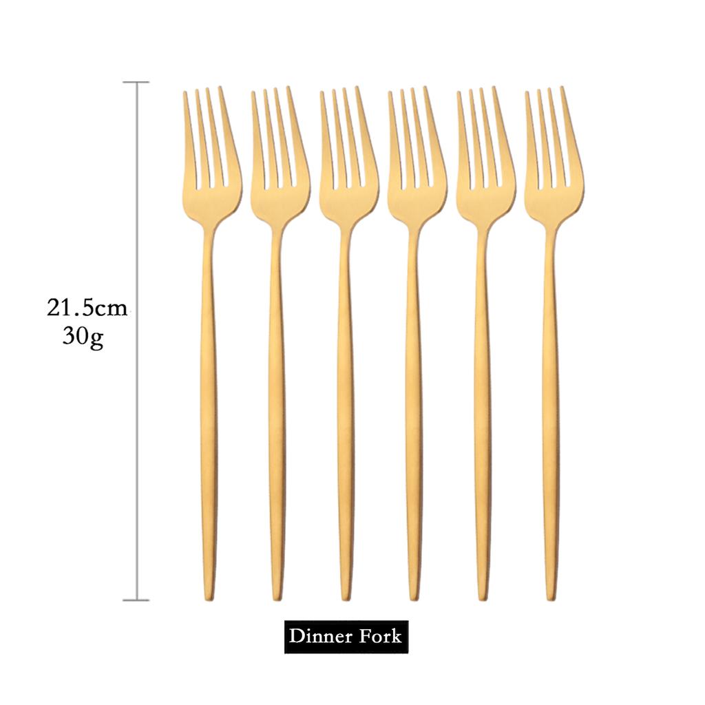 6pcs Gold Matte Cutlery Set Stainless Steel Dinnerware Flatware Kitchen Butter Knife Dessert Fork Spoon Set Silverware Tableware Set