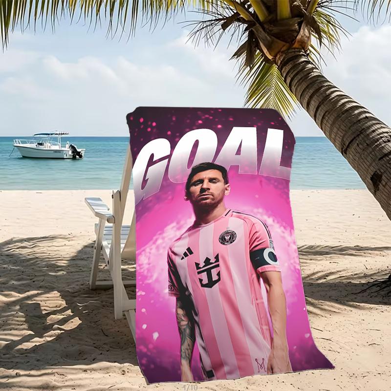 Пляжное полотенце с узором Inter Miami CF - мягкое, впитывающее, можно стирать в машине, легкое и современное, для плавания, незаменимое в путешествии