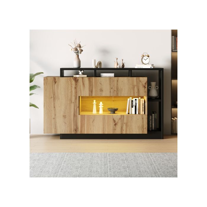 Buffet LED, Meuble de salle à manger original en bois MDF avec commande Bluetooth Meuble de salle à manger LED