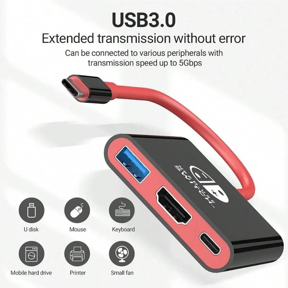 For Switch Dock 4K HDTV USB 3.0 Hub Adapter USB C Splitter TV Portable Docking Station for Laptops PC iPad MacBook Air