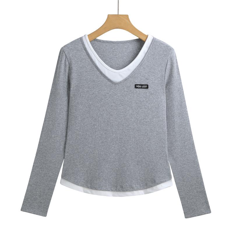 Женский облегающий базовый топ с длинными рукавами из двух частей для осени/зимы, 2025. Универсальный дизайн