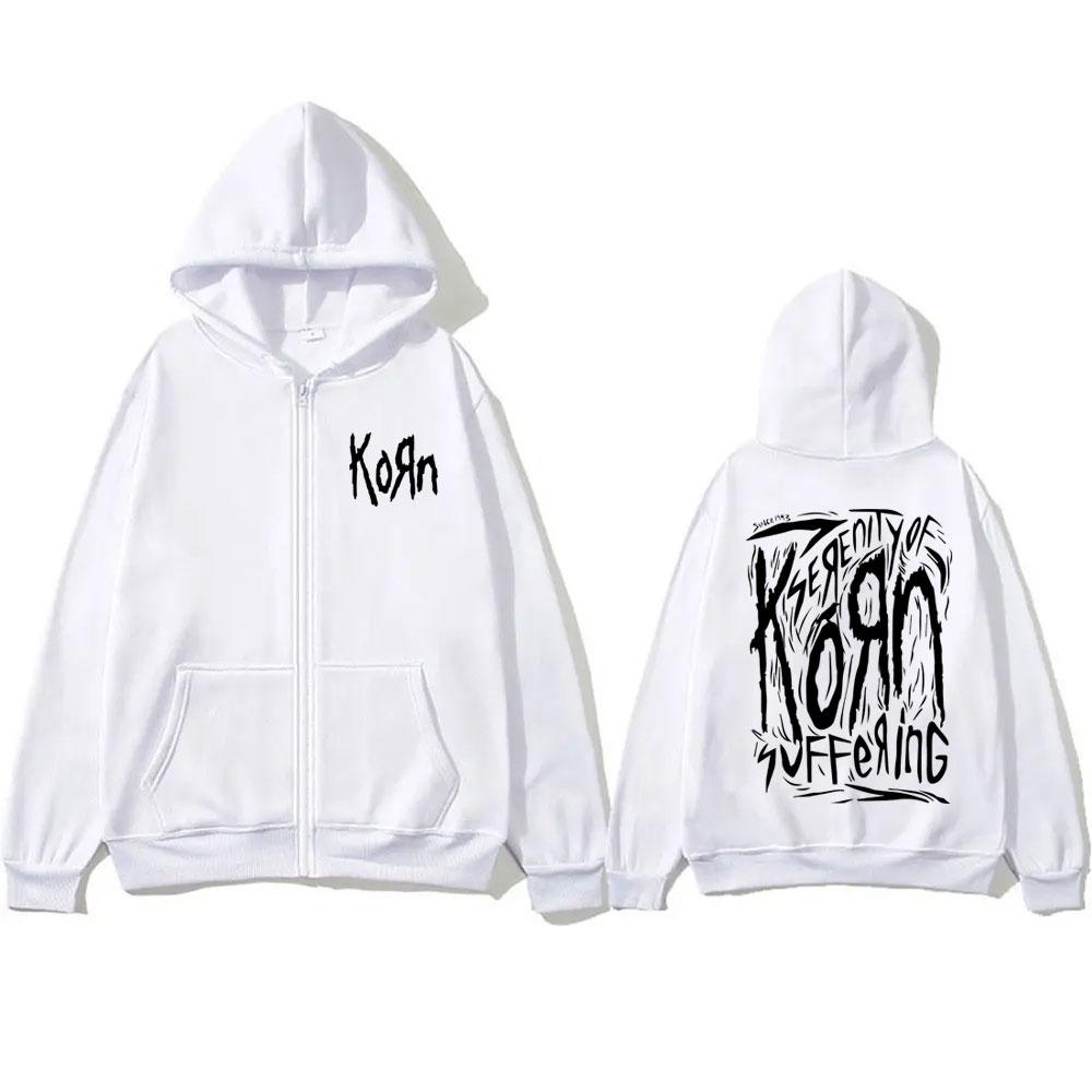 Худи на молнии с символикой рок-группы Korn, винтажная готическая куртка оверсайз с музыкальным принтом, мужская флисовая хлопковая толстовка на молнии.