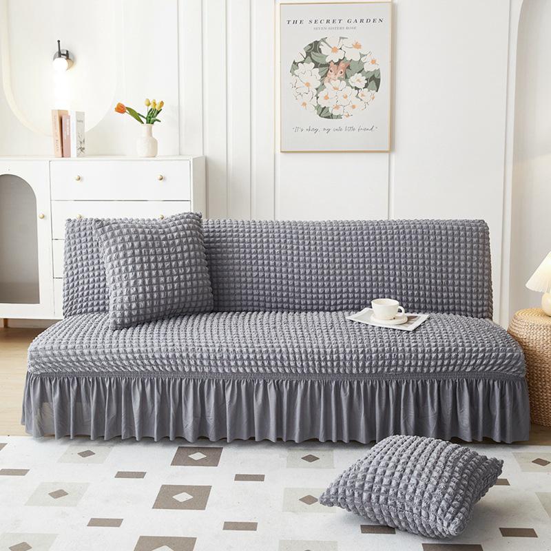 Чехол для дивана-кровати из однотонной ткани Seersucker, без подлокотников
