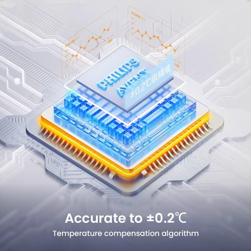 Philips Инфракрасный лобный термометр Двойные звуковые и световые напоминания об аномальной температуре тела Функция памяти Бесшумный режим Большой светодиодный HD-экран