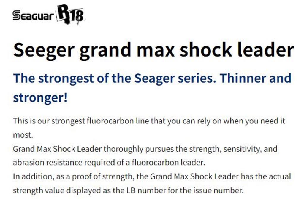 Seaguar Флюорокарбоновый Grand Max Shock Leader 30м 3.5-17.5lb-0.31мм (2397)