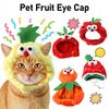 Cute Fruit Cat Hat Plush Pineapple Kitten Hat with Eyes Adjustable Watermelon Strawberry Soft Pet Hat for Cats And Small Dogs Party Costume Photo Prop