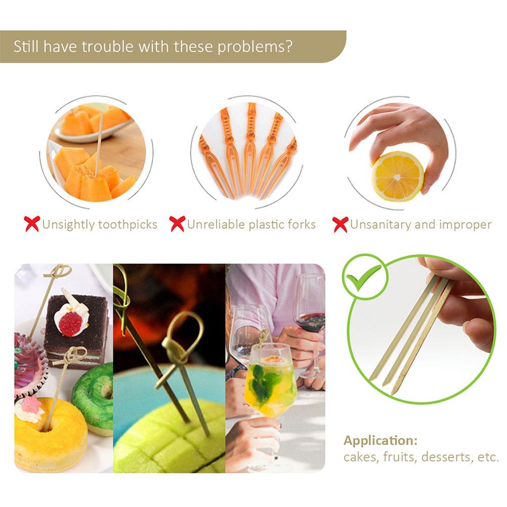 200 Pcs Cocktail Sign Food Picks Appetizer Stick Fine Sushi Sticks Bamboo Drink