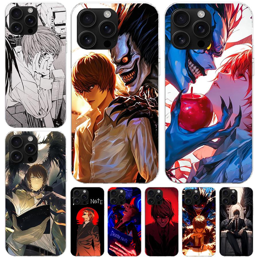 N-Note D-Death Yagami Light Soft Phone Case For IPhone 11 17 Air 16E 16 Pro Max 15 + 14 Plus 13 Mini 12 Apple 7 SE 8 Fundas Coqu