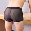 Men Boxer Underwear Summer Mid-rise Solid Color Ice Silk Thin Shorts Briefs Quick-Drying Sexy Panties Daily Wear