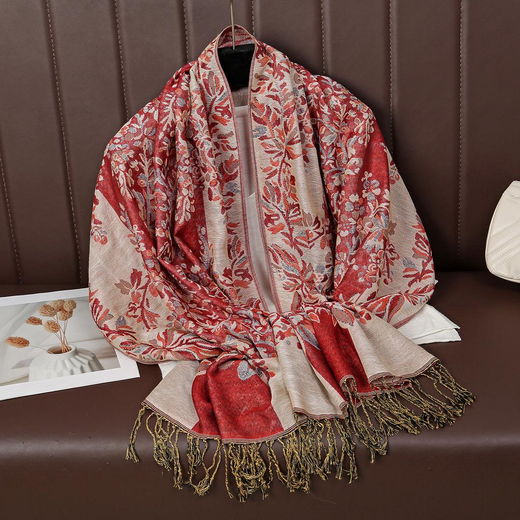 New Sunflower Tassel Long Scarf Fashionable Printed Ethnic Style Embroidered Scarf Versatile Shawl Headscarf
