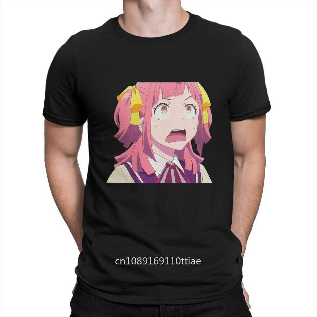 Minoa Asagaya Anime Gatari T Shirt for Men Pure Cotton Novelty T-Shirts Collar Gataris Short Sleeve Clothes Birthday Gift