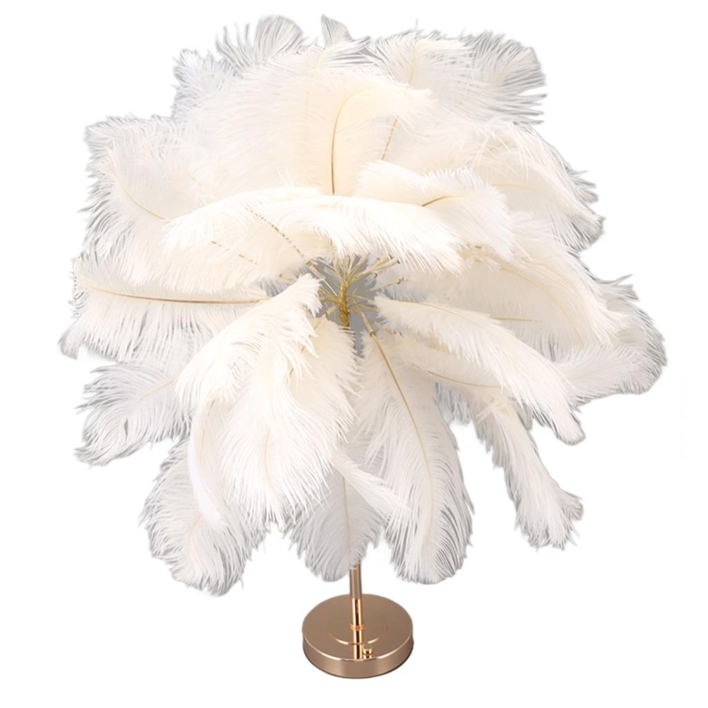 Ostrich Feather Table Lamp Rechargeable Modern Romantic Decoration Lamp Bedroom Bedside Lamp for