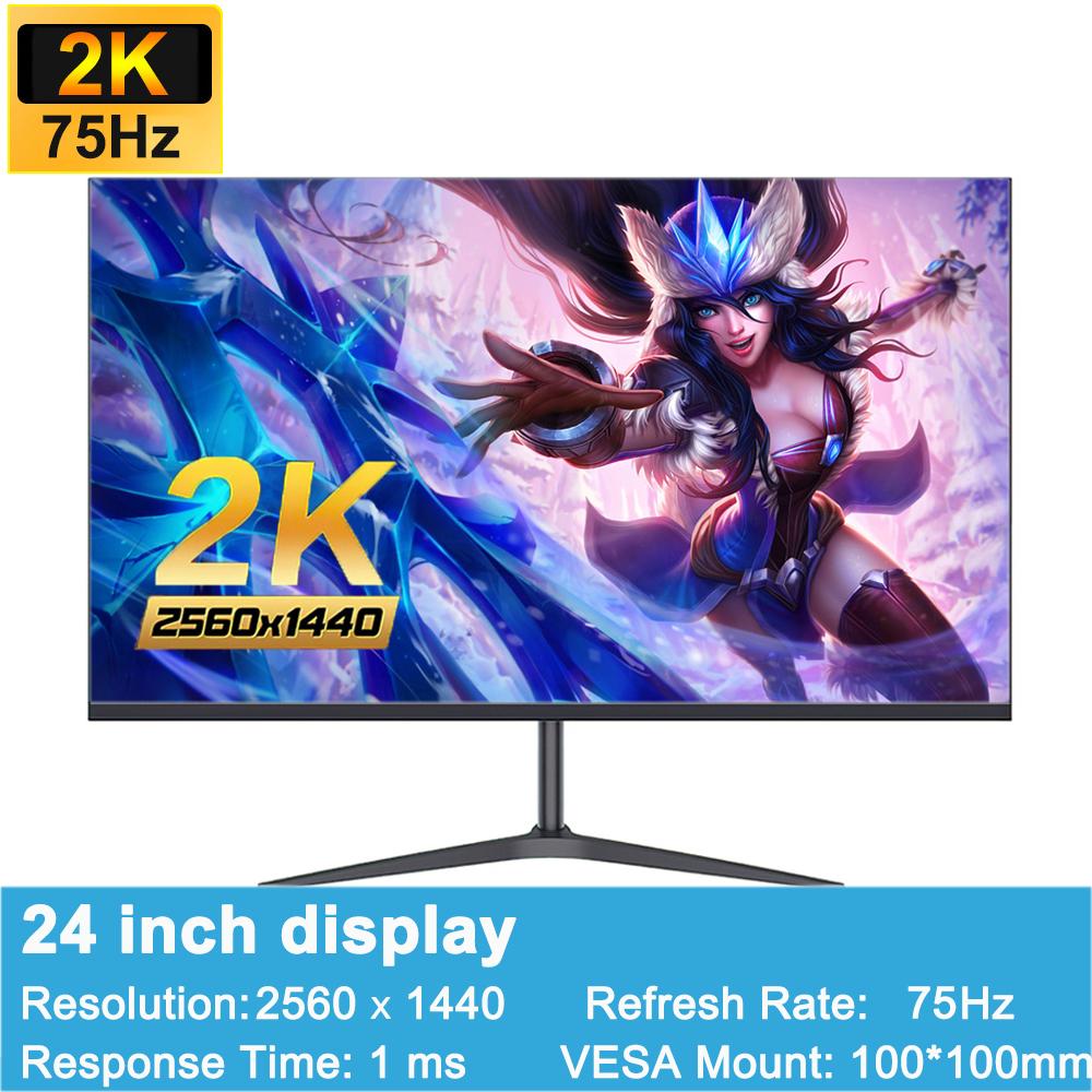 FYHXele 24 27-дюймовый монитор 2K 75 Гц QHD IPS панель ЖК-дисплей плоский игровой монитор 1 мс Дисплей HDMI DP Поддержка G-Sync AMD FREESYNC 2560*1440