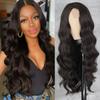 Long Brown Synthetic Fiber Wavy Wigs Without Bangs Lace Front Brown Black Blonde Color Long Wavy Wig