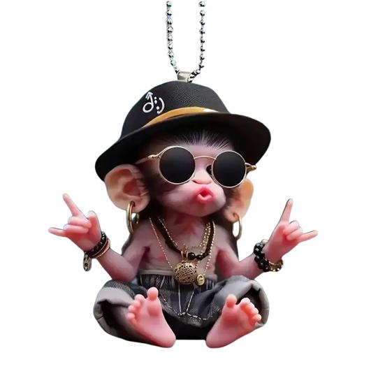 Monkey Car Hanging Pendants Acrylic 2D Car Charms for Backpack Keychain Cute Rearview Mirror Decoration Christmas Gift for Friends