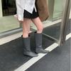 European and American design sense, foreign style, flat heel straight single boots, women's spring and autumn new retro but knee knight boots