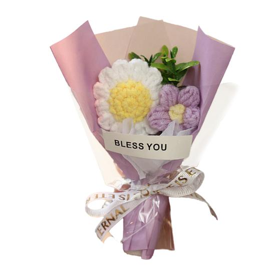 Вязаный крючком букет цветов Ручной работы Вязаный мини-букет Искусственный Пушистый цветок Подарок для мамы жены на День рождения Юбилей