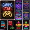 Metal Tin Signs Gaming Zone Wall Decoration Plaque Vintage Art Poster Iron Painting for Man Cave Home Cafe Game Room Club Bar