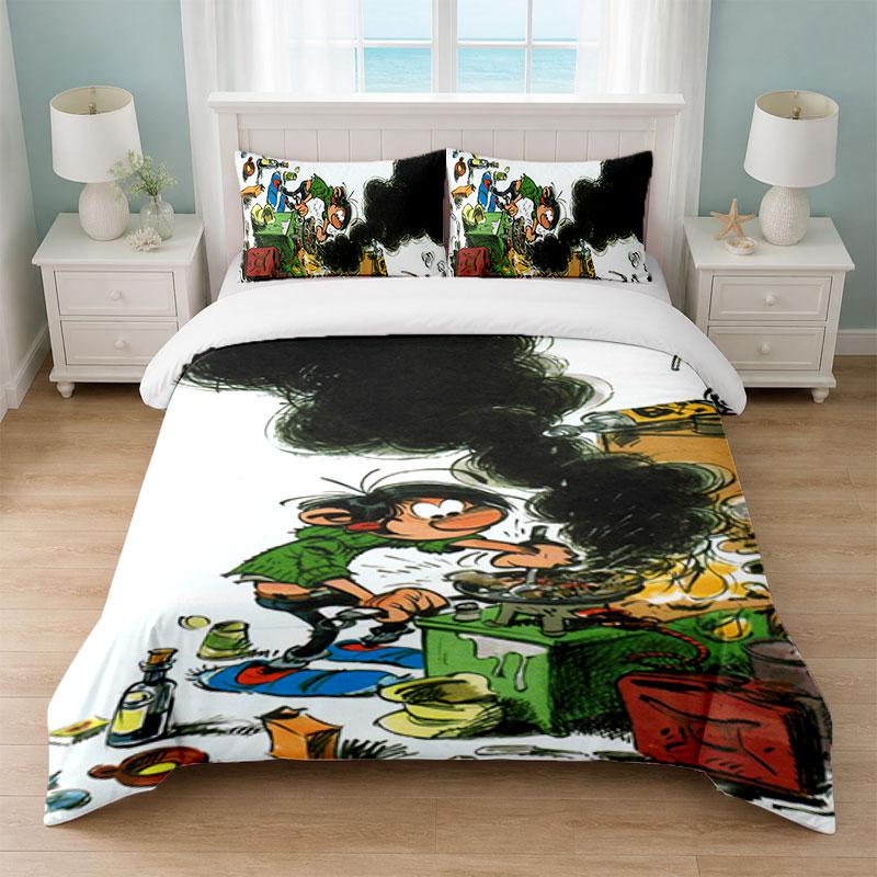 Gaston Lagaffe Bedroom 3Pcs Bedding Set Soft Bed Sheet Pillowcases Home Bedding Decoration